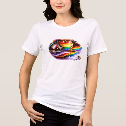 Intersectional Pride Regenboog Hart T-Shirt Ontwer (Voorkant)