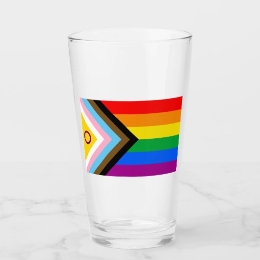 Intersekse inclusieve Progress Pride-vlag Glas (Voorkant)