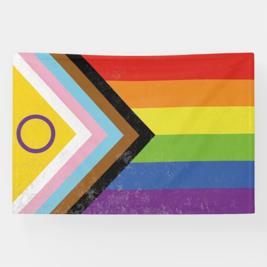 Intersekse-Inclusieve Progress Pride-vlag Spandoek (Horizontaal)