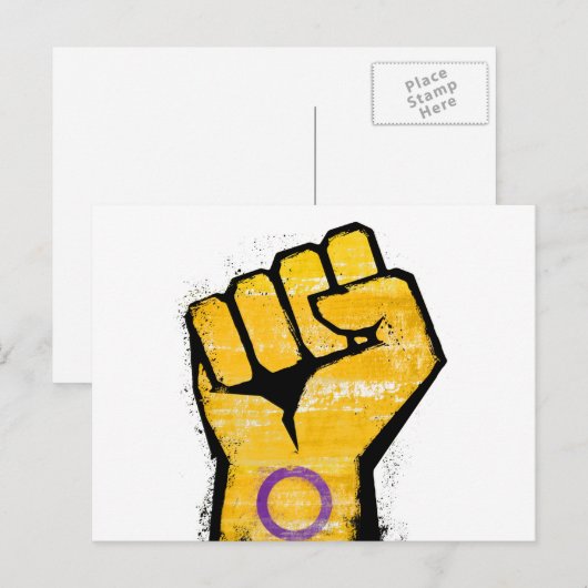 Intersekse Pride Vuist Briefkaart (Voorkant / Achterkant)