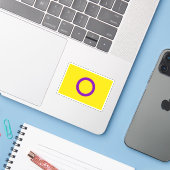 Intersekse trotsvlag sticker (Laptop met iPhone)
