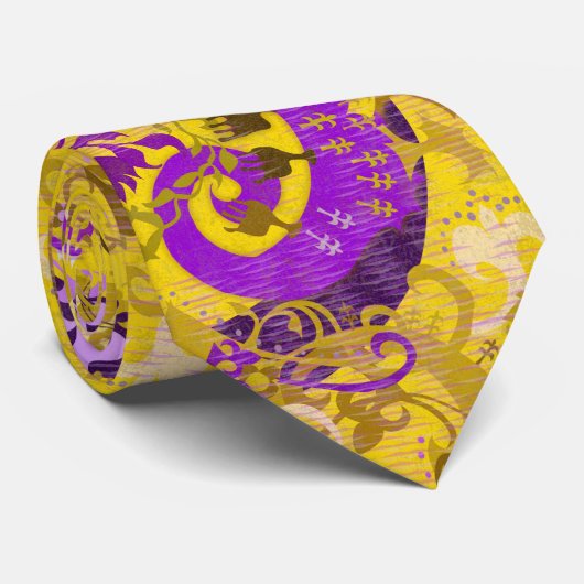 Intersex Dragon Damask - Intersex Pride Flag Color Stropdas (Opgerold)