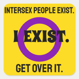 Intersex Flag Opvallende Boodschap Geel en Paarse Vierkante Sticker