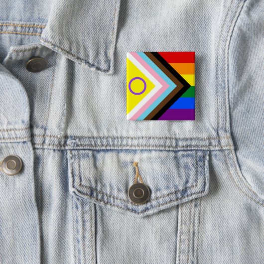Intersex Inclusief Progress Rainbow Pride Flag Vierkante Button 5,1 Cm (In situ)