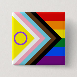 Intersex Inclusief Progress Rainbow Pride Flag Vierkante Button 5,1 Cm
