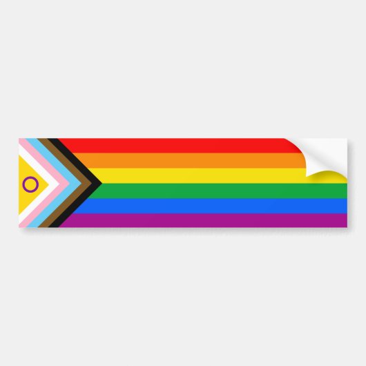 Intersex Inclusive Progress Pride Flag Bumpersticker (Voorkant)