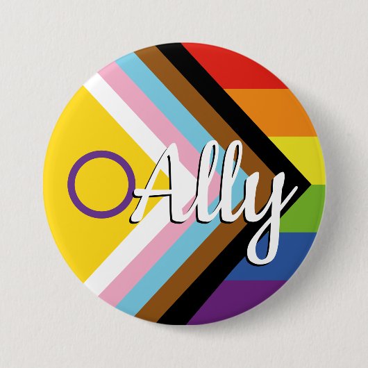 Intersex Inclusive Progress Pride Rainbow Button (Voorkant)