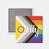 Intersex Inclusive Progress Pride Rainbow Button Magneet (Voorkant / Achterkant)