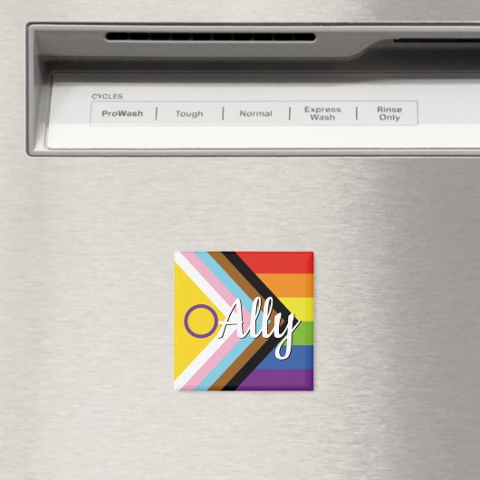 Intersex Inclusive Progress Pride Rainbow Button Magneet (Insitu (Vaatwasser))