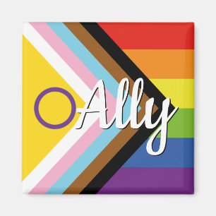 Intersex Inclusive Progress Pride Rainbow Button Magneet