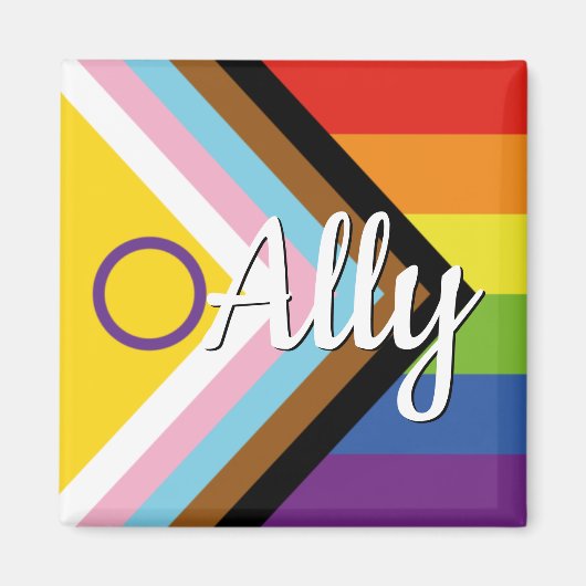 Intersex Inclusive Progress Pride Rainbow Button Magneet (Voorkant)