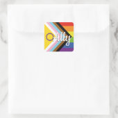 Intersex Inclusive Progress Pride Rainbow Button Vierkante Sticker (Tas)