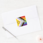 Intersex Inclusive Progress Pride Rainbow Button Vierkante Sticker (Envelop)