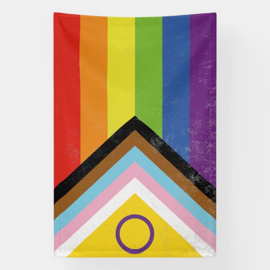 Intersex-Inclusive Progress Pride vlag Spandoek (Verticaal)