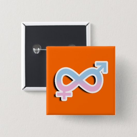 INTERSEX INFINITE SYMBOOL 3D VIERKANTE BUTTON 5,1 CM (Voorkant /achterkant)