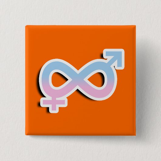 INTERSEX INFINITE SYMBOOL 3D VIERKANTE BUTTON 5,1 CM (Voorkant)