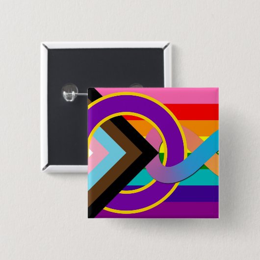 Intersex Neurodivergent Progressive Pride Flag Vierkante Button 5,1 Cm (Voorkant /achterkant)