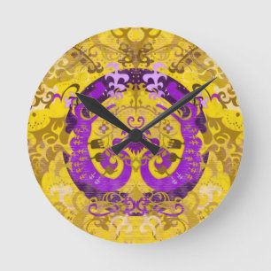 Intersex Pride Flag Colors Dragon Damask Ronde Klok