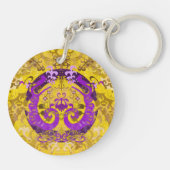 Intersex Pride Flag Colors Dragon Damask Sleutelhanger (Achterkant)