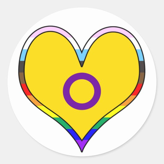 Intersex Pride Heart Ronde Sticker (Voorkant)