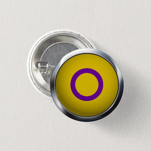 INTERSEX PRIDE MEDAILLON RONDE BUTTON 3,2 CM (Voorkant /achterkant)