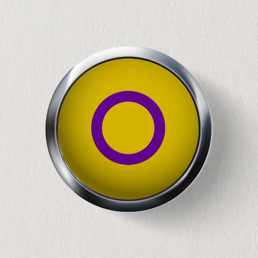 INTERSEX PRIDE MEDAILLON RONDE BUTTON 3,2 CM (Voorkant)