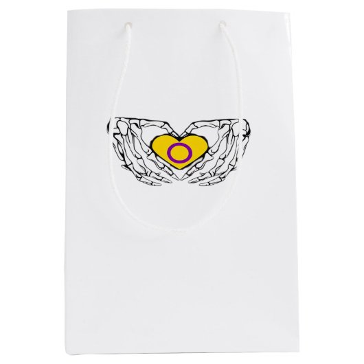 Intersex Pride Skeleton Halloween Gothic Hartklass Medium Cadeauzakje (Voorkant)