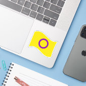 Intersex Pride Wavy Flag Sticker (Laptop met iPhone)
