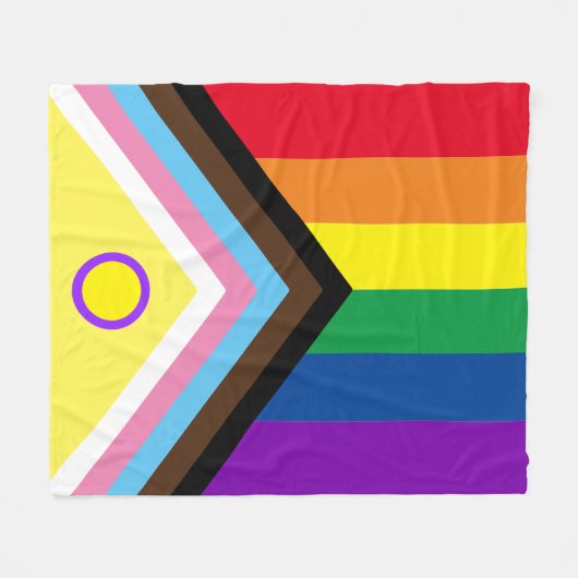 Intersex Progress Pride Flag Fleece Blanket Deken (Voorkant (Horizontaal))
