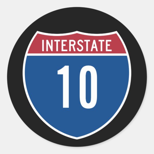 Interstaat 10 ronde sticker (Voorkant)