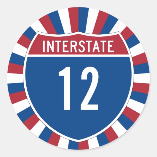 Interstaat 12 ronde sticker (Voorkant)