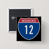 Interstaat 12 vierkante button 5,1 cm (Voorkant /achterkant)