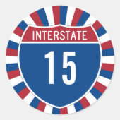 Interstaat 15 ronde sticker (Voorkant)