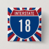 Interstaat 18 vierkante button 5,1 cm (Voorkant)