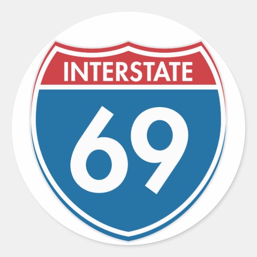 Interstaat 69 ronde sticker (Voorkant)