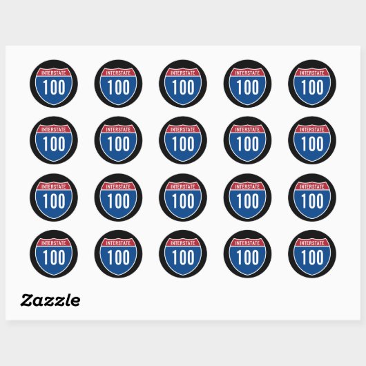 Interstate 100 ronde sticker (Vel)