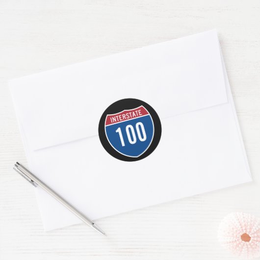 Interstate 100 ronde sticker (Envelop)