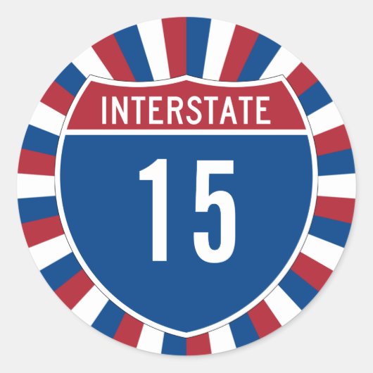 Interstate 15 ronde sticker (Voorkant)
