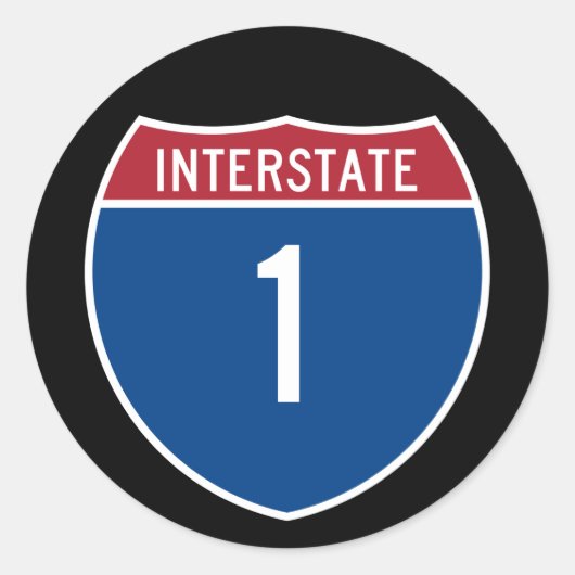 Interstate 1 ronde sticker (Voorkant)