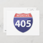 Interstate 405 (I-405) Calif. Wegrijpad Briefkaart (Voorkant / Achterkant)