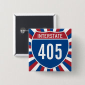 Interstate 405 vierkante button 5,1 cm (Voorkant /achterkant)