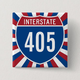 Interstate 405 vierkante button 5,1 cm
