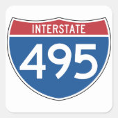 Interstate 495 Sign Vierkante Sticker (Voorkant)