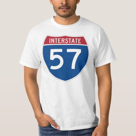 Interstate 57 (I-57) Highway Sign T-shirt (Voorkant)