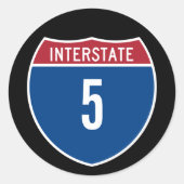 Interstate 5 ronde sticker (Voorkant)