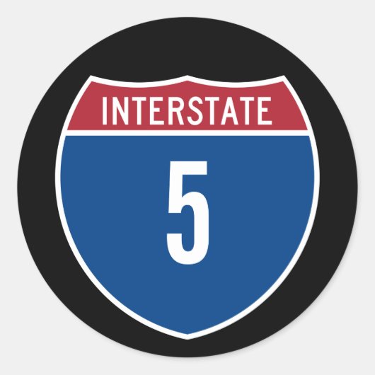 Interstate 5 ronde sticker (Voorkant)
