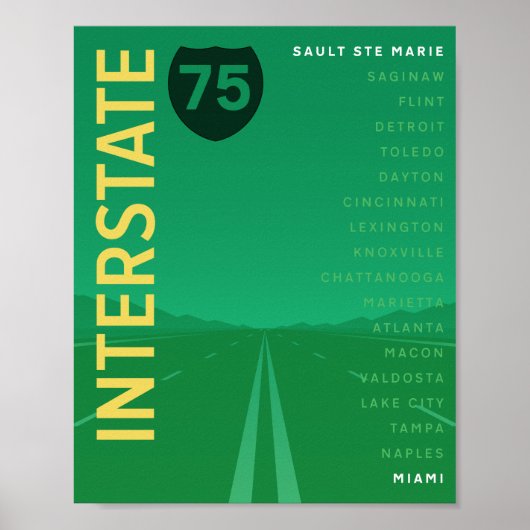 Interstate 75 (I-75) Poster (groen) (Voorkant)