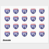 Interstate 75 (I-75) Wegrit Ronde Sticker (Vel)