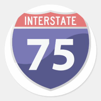 Interstate 75 (I-75) Wegrit Ronde Sticker