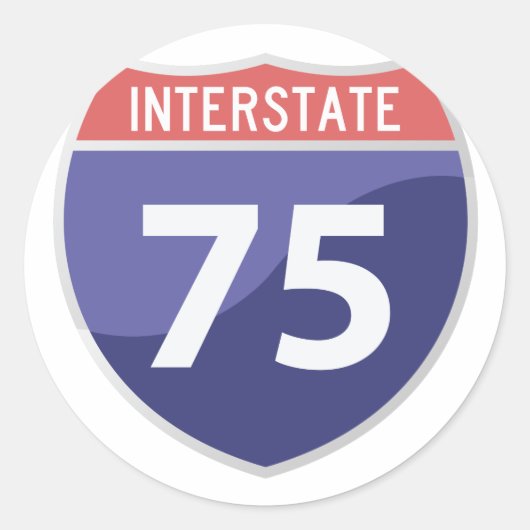 Interstate 75 (I-75) Wegrit Ronde Sticker (Voorkant)